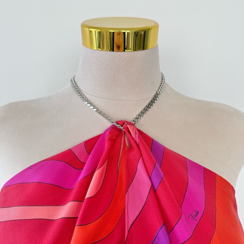 NWT ⭐️ PUCCI Marmo Print Silk Chain Halter Top One Size - Picture 5 of 11